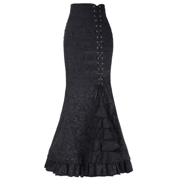 Maxi-rok voor dames met veterdetail zwart L