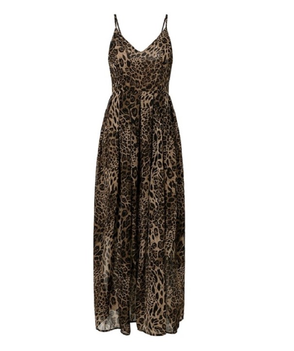 Maxikjole med leopardprint S