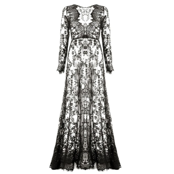 Maxikleid aus Spitze schwarz M