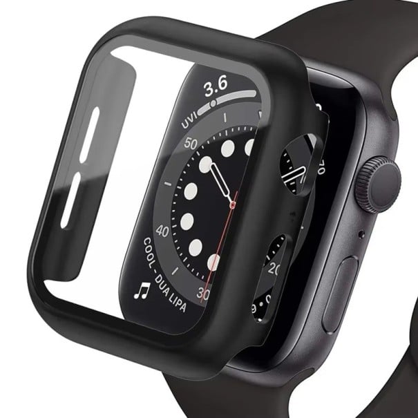 Maximaler Schutz für Apple Watch 44 mm, gehärtetes Glas und 360° Schutzrahmen für Series 4, 5, 6, SE schwarz
