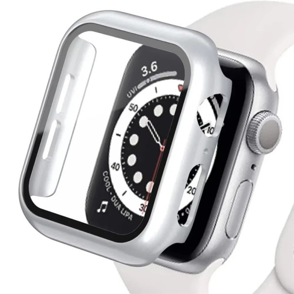 Maximális védelem az Apple Watch 44 mm-hez, edzett üveg és 360°-os védőkeret a Series 4, 5, 6, SE modellekhez ezüst