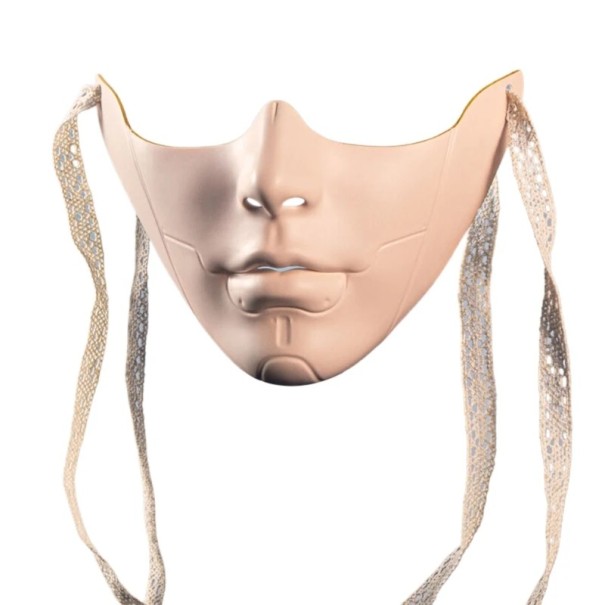 Mechanical Half Face Robot Mask Carnival Cosplay Mask for Halloween Various Colours Scary Costume Prop beige