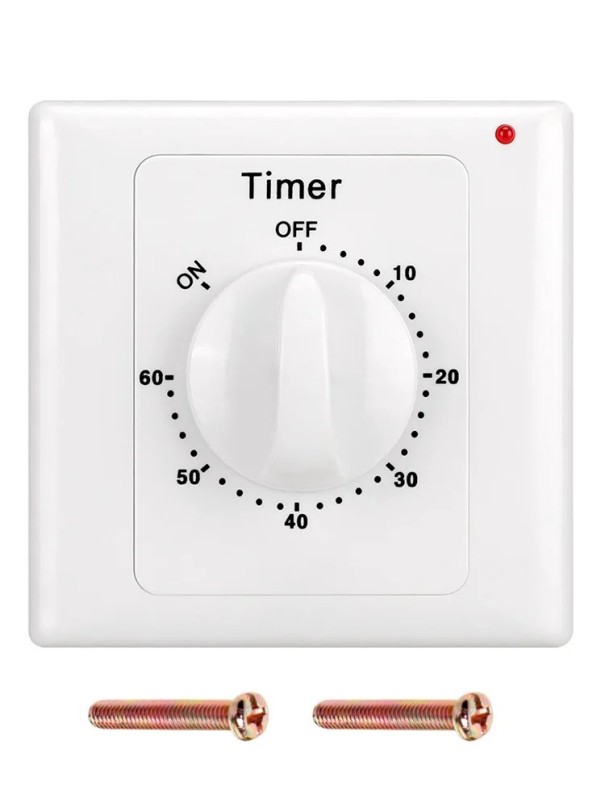 Mechanical Wall Timer Switch 220V 10A 2000W, Timer 60 Minutes, Switch for Pumps, Lights and Appliances, 86 x 86 x 50 mm, White 1