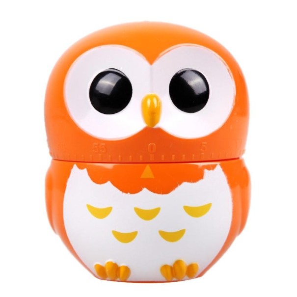 Mechanická minutka ve tvaru sovy oranžová Mechanická minutka ve tvaru sovy oranžová