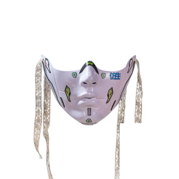 Mechanikai félmaszkás arc mintával az arcon Maszkabál cosplay maszkák farsang Halloween Különböző színek Jelmez kiegészítő lila