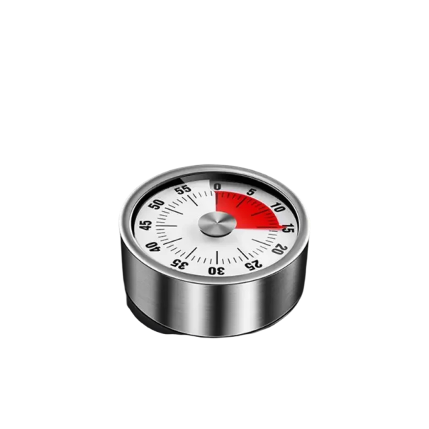 Mechanischer Küchentimer 60 Minuten Edelstahl mit Magnet Lautes Klingeln Kochen Backen Schwarz Weiß Rot weiß