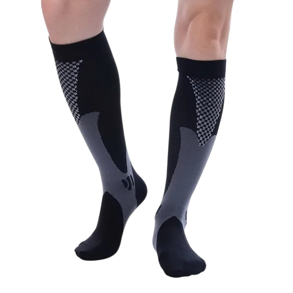 Medias de compresión contra varices Medias de compresión de algodón hasta la rodilla para deporte Contra varices V305 negro 35-41