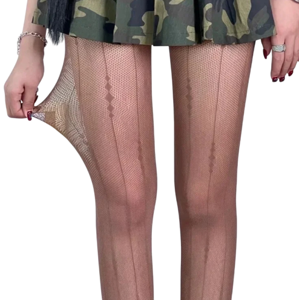 Medias transparentes de mujer, medias de encaje con rayas, medias sexys para vestidos, disfraces, ropa de dormir, lencería elegante, moda marrón