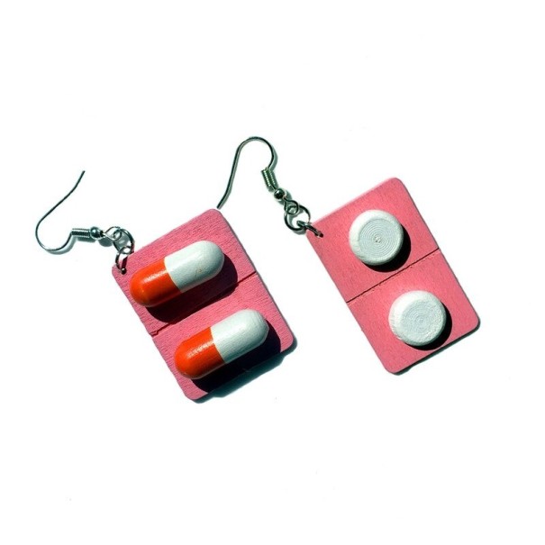 Medicin-øreringe med vedhæng til kvinder rosa 1