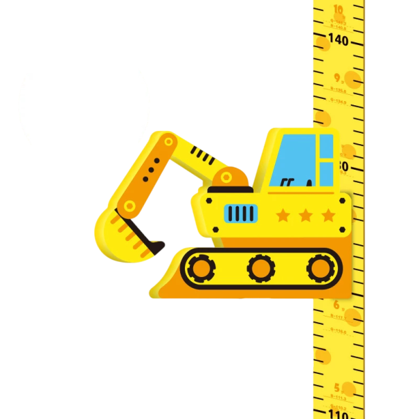 Medidor de pared para niños 65 - 185 cm medidor de altura magnético 3D con excavadora decoración de pared adorable para medir el crecimiento de los niños 1