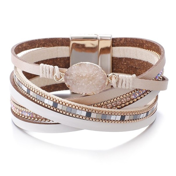 Mehrschichtiges Boho-Armband für Damen khaki