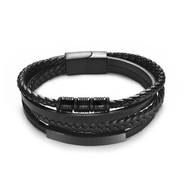 Mehrschichtiges Herrenarmband H631 schwarz 18,5 cm