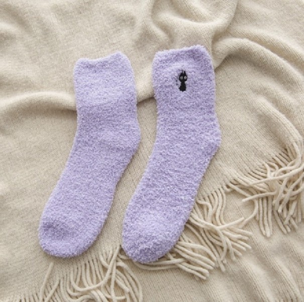Meias de Inverno Femininas - Gato roxo