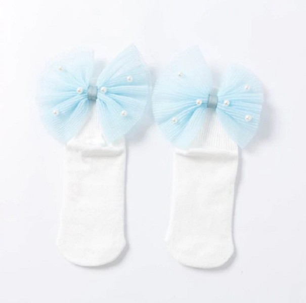 Meias de menina com laço grande e pérolas branco 1-3 anos