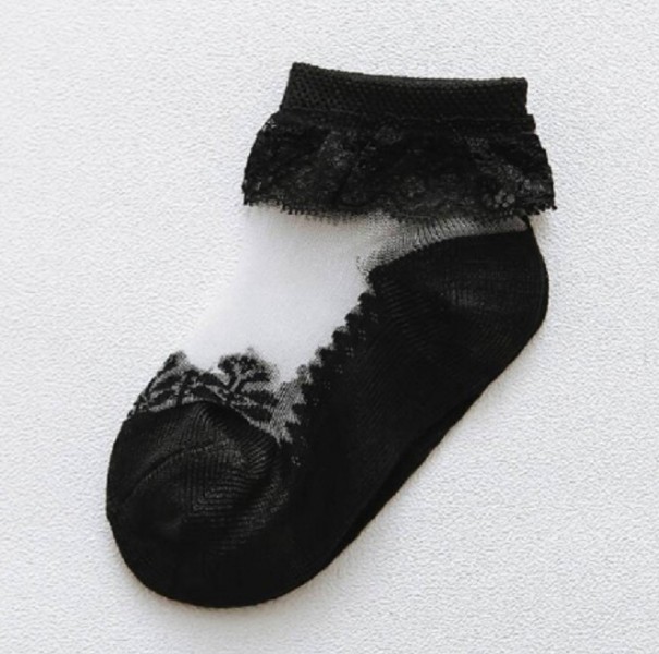 Meias de rapariga com volantes 3 preto 2-4 anos