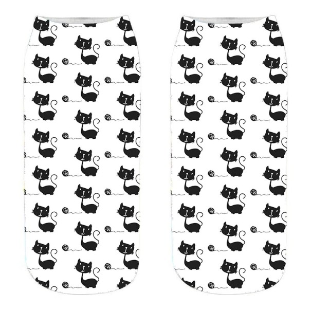 Meias de tornozelo femininas com gatinhos A665 10