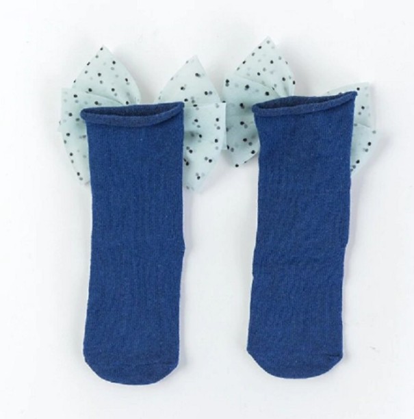 Meias para meninas com laço A779 azul 1-3 anos