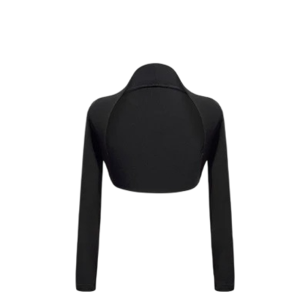 Meisjes ballet bolero met lange mouwen en korte snit, elastische viscose en elastaan, danstrui voor ballet en warming-up zwart 4