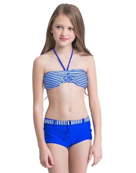 Meisjes bikini met strik achter de nek - Donkerblauw 6