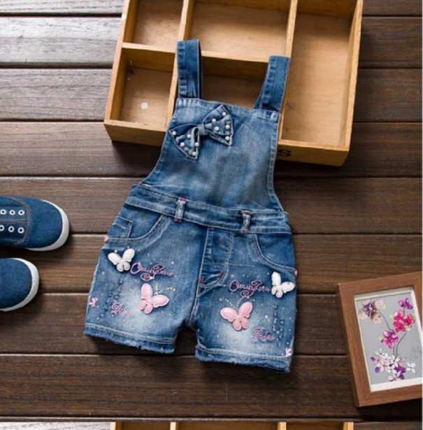 Meisjes denim shorts met borststuk J610 4 A
