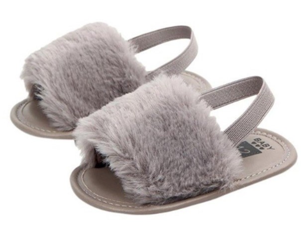Meisjes harige pantoffels grijs 18,5