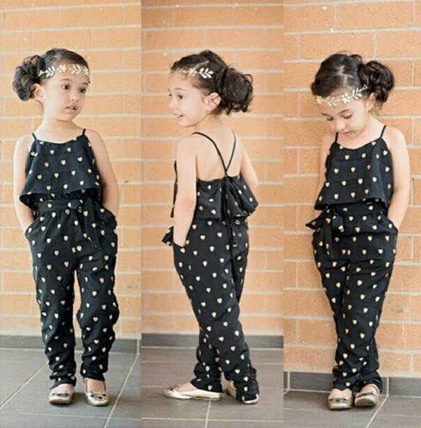 Meisjes jumpsuit met hartjes L1233