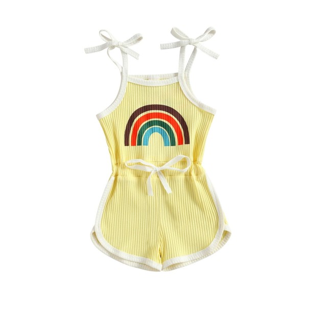 Meisjes jumpsuit met regenboog lichtgeel 4