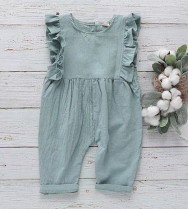 Meisjes jumpsuit met ruches T2648 turquoise 3