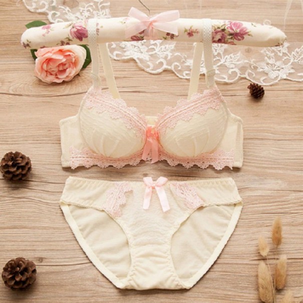 Meisjes kanten set - BH en slipje beige 12