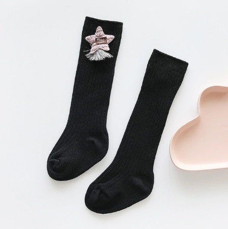 Meisjes kniekousen met decoratie zwart 0-12 maanden