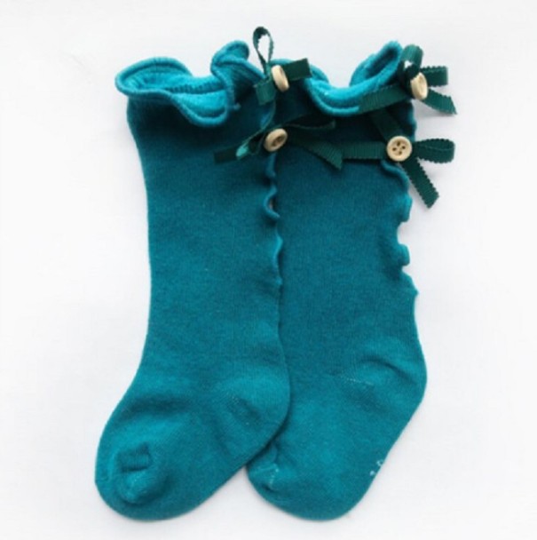 Meisjes kniekousen turquoise 0-1 jaar