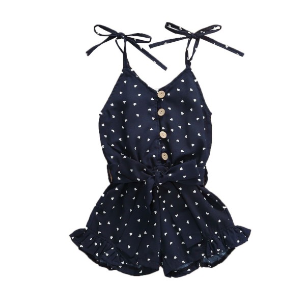 Meisjes korte jumpsuit met hartjes donkerblauw 6