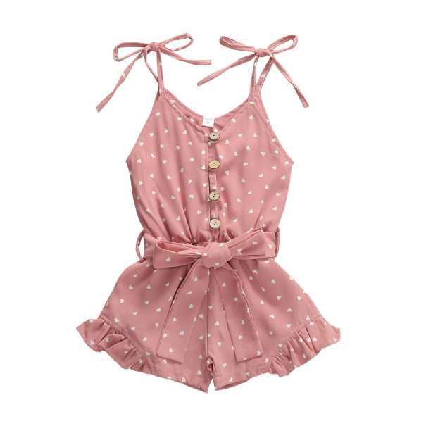 Meisjes korte jumpsuit met hartjes roze 4
