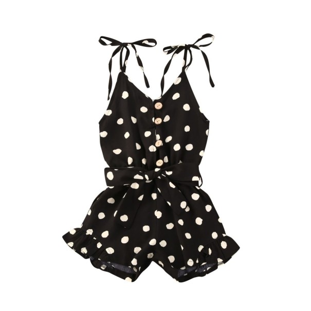 Meisjes korte jumpsuit met stippen zwart 6