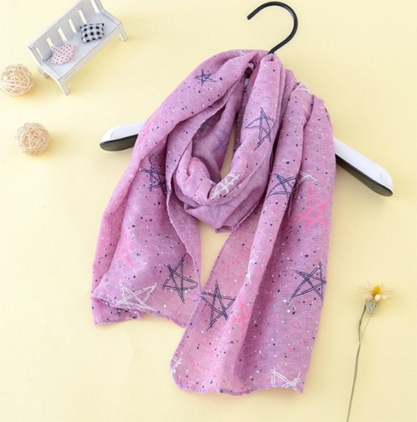 Meisjes lente/herfst sjaal met print J884 paars