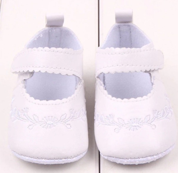 Meisjes leren pantoffels Camila wit 6-9 maanden