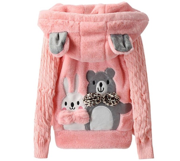 Meisjes pluche jas J1270 roze 4