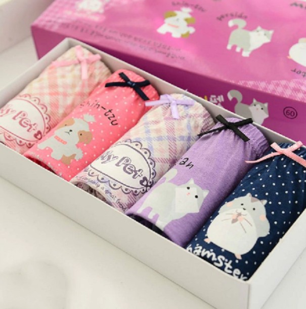 Meisjes slips met dierenprint - 5 stuks
