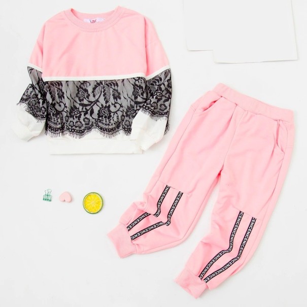 Meisjes sweatshirt en broek L1100 paars 3