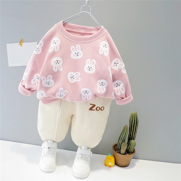 Meisjes sweatshirt en broek L1308 roze 4