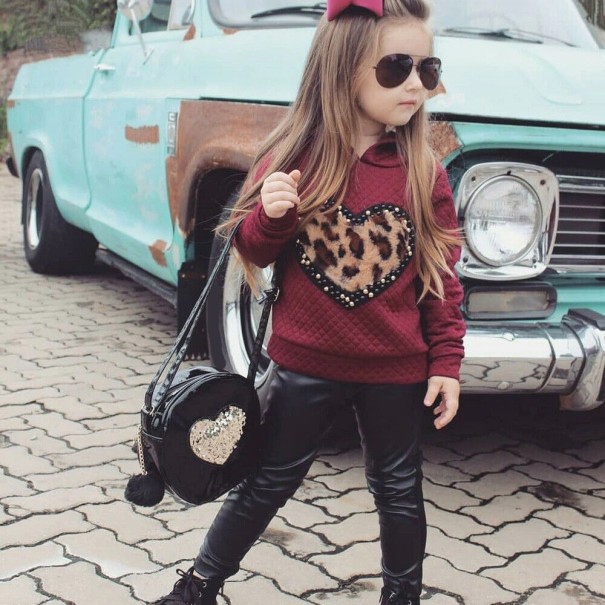 Meisjes sweatshirt en leren broek L1549