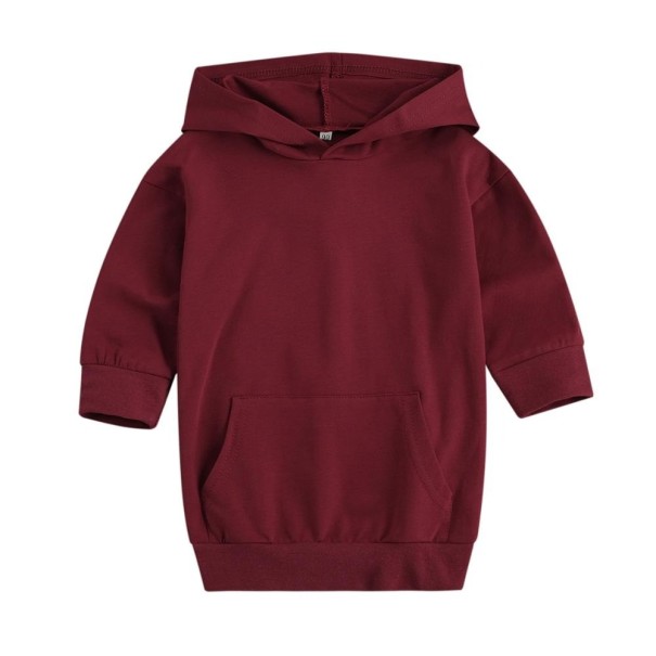 Meisjes sweatshirtjurk wijnrood 2