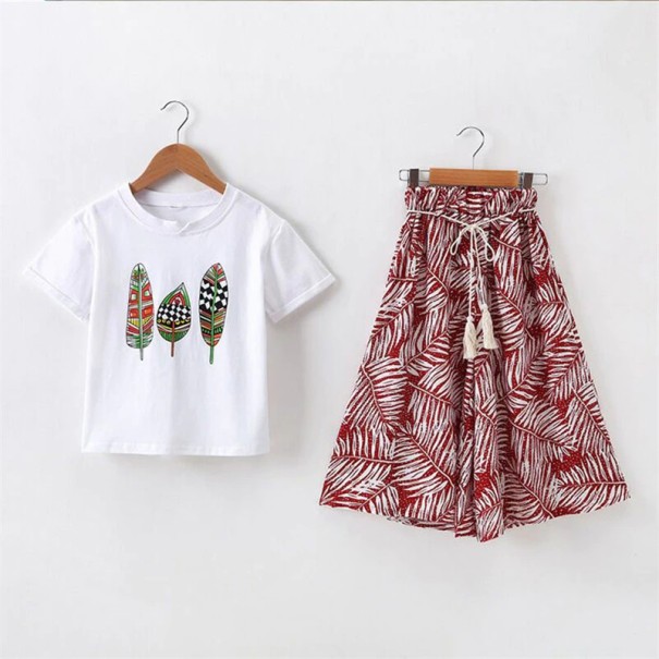 Meisjes T-shirt en broek L1113 wijnrood 6 A