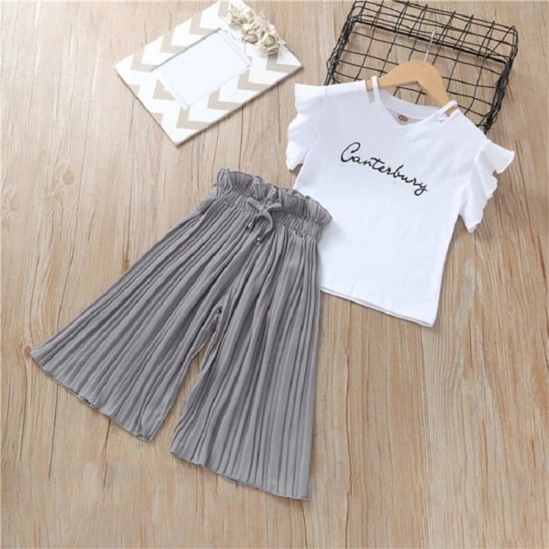 Meisjes T-shirt en broek L1114 grijs 5