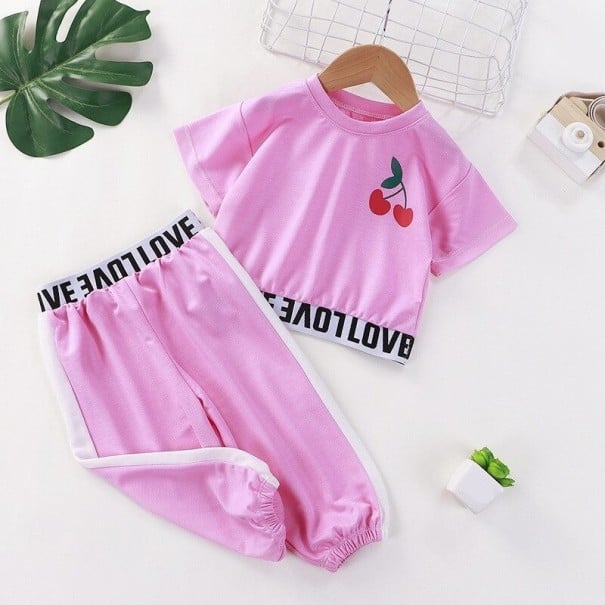 Meisjes T-shirt en broek L1188 roze 8