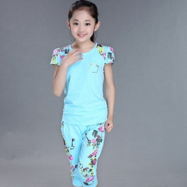 Meisjes T-shirt en broek L1224 lichtblauw 8