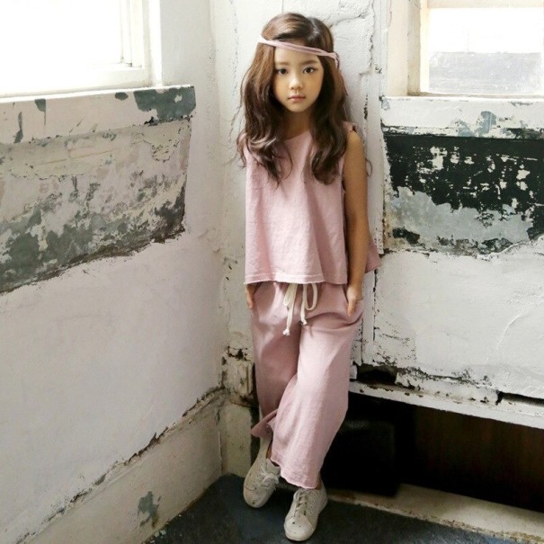 Meisjes T-shirt en broek L1333 roze 3