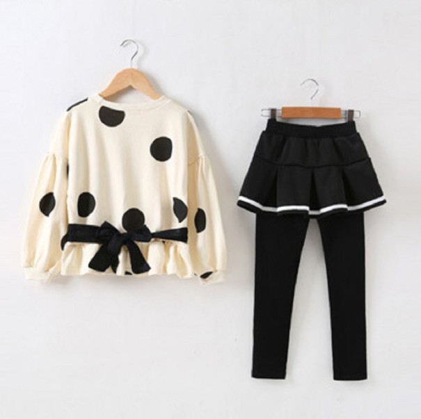 Meisjes T-shirt en broek L1380 beige 5