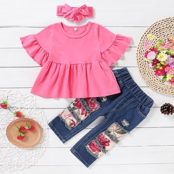Meisjes T-shirt en broek L1564 roze 9-12 maanden