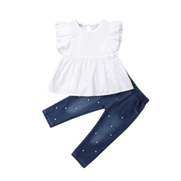 Meisjes T-shirt en jeans L1345 4-5 jaar